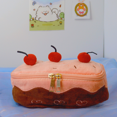 Cherry Cake Plush Pencil Case / Makeup Bag / Storage Pouch