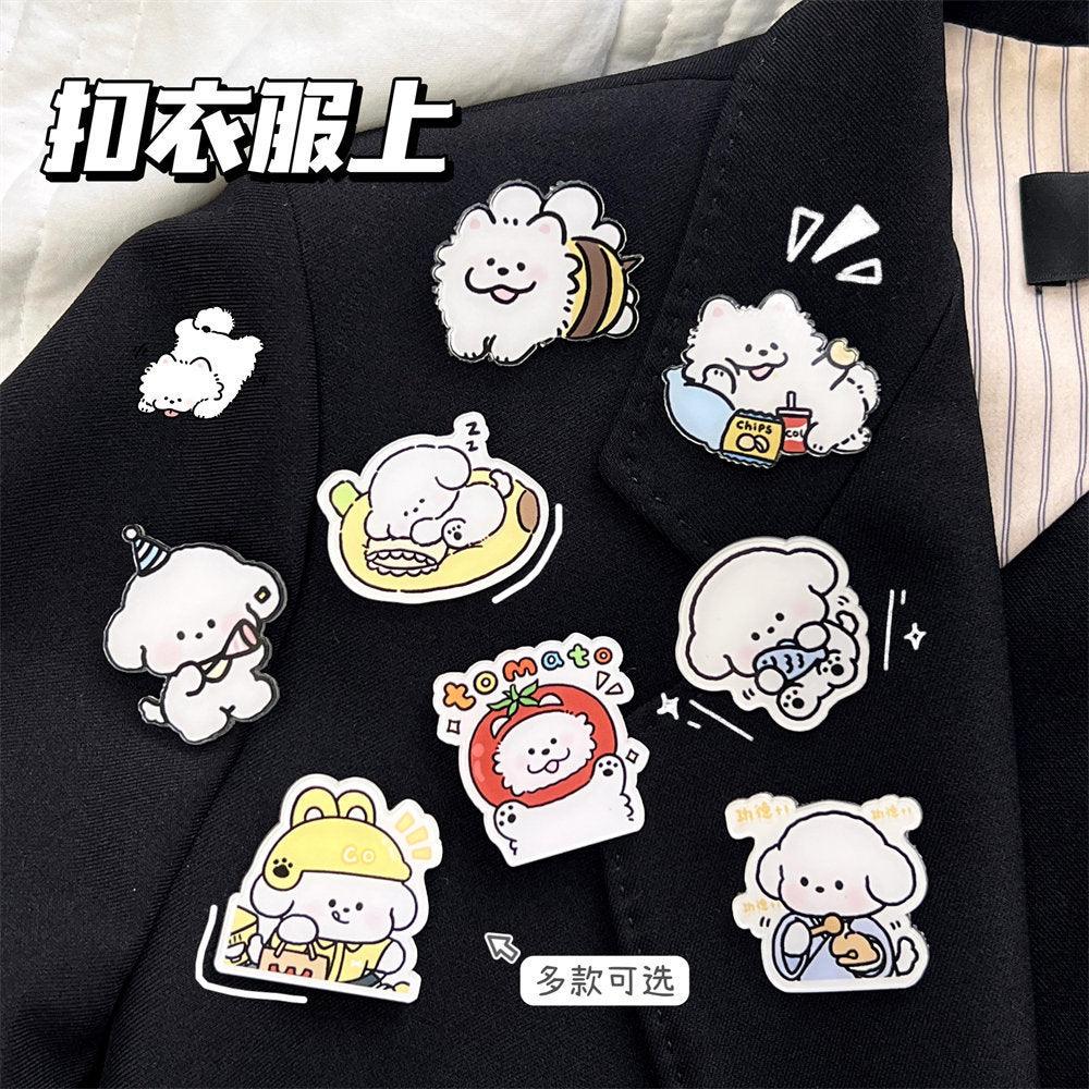 Acrylic Puppy Brooch Badge - Twinkle Forest