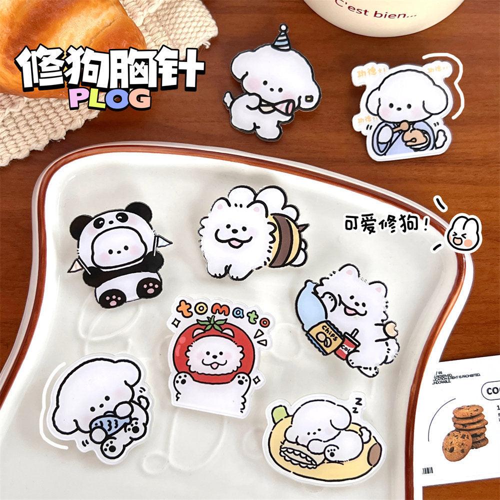 Acrylic Puppy Brooch Badge - Twinkle Forest