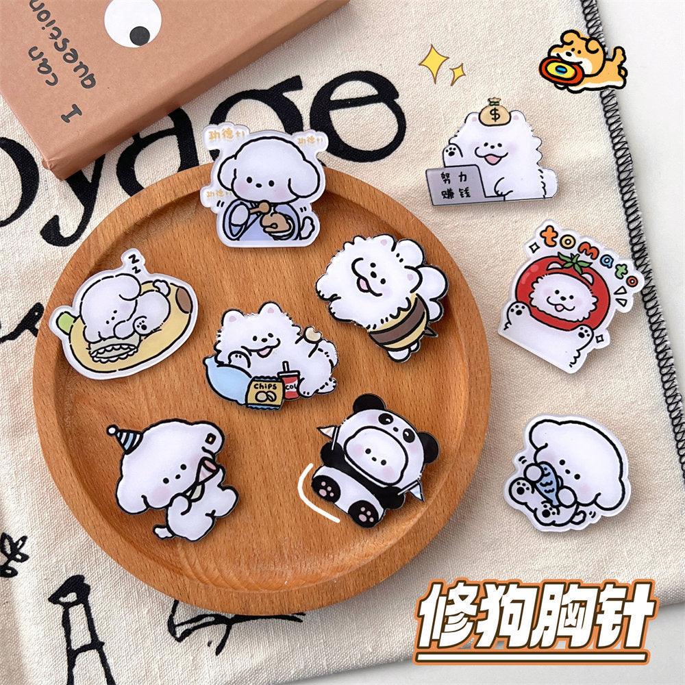 Acrylic Puppy Brooch Badge - Twinkle Forest