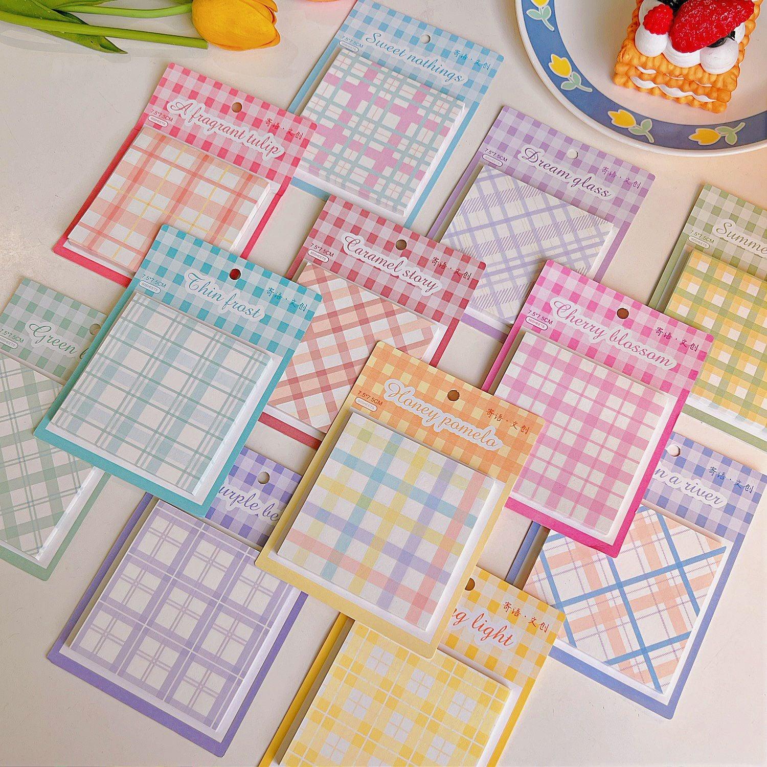 Cute Plaid Sticky Notes - Twinkle Forest
