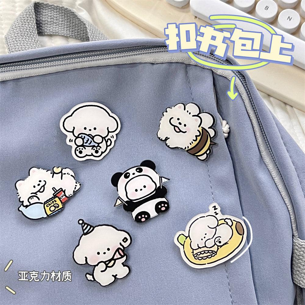 Acrylic Puppy Brooch Badge - Twinkle Forest