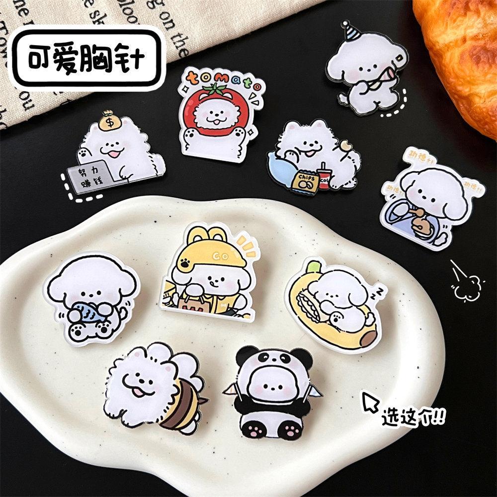 Acrylic Puppy Brooch Badge - Twinkle Forest